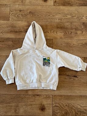 Zara Cream Hoodie with Colorful Surf Graphic